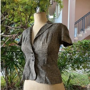 Vintage y2k BCX Gray and Black Short Sleeved V-neck Button Up Blazer Vest Top